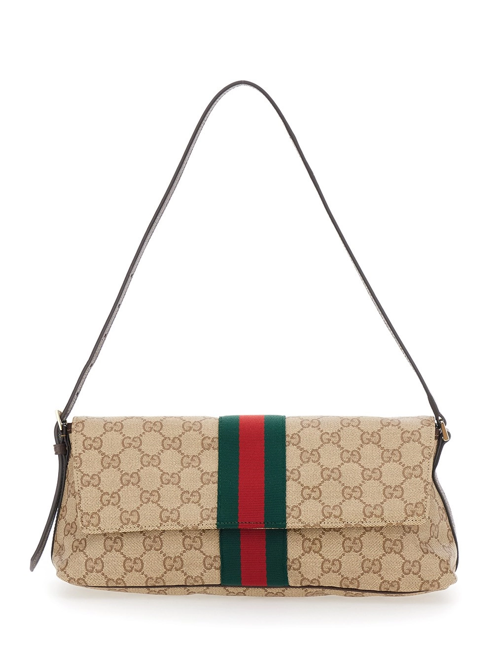Gucci Borsa a Spalla 'Madison' Media con Nastro Web in Tela GG Supreme Beige Donna