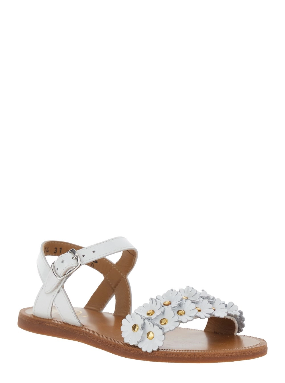 Pom d'api kids PLAGETTE MULTI FLO VERNIS - Sandali bianchi con strappi regolabili - In pelle - Donna, view 2