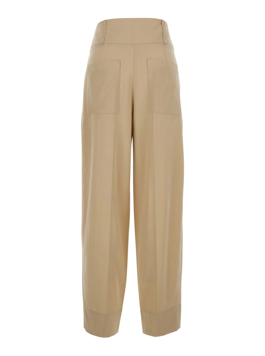 Toteme Pantaloni con chiusura nascosta e pences sul fronte in misto lana beige donna, view 2