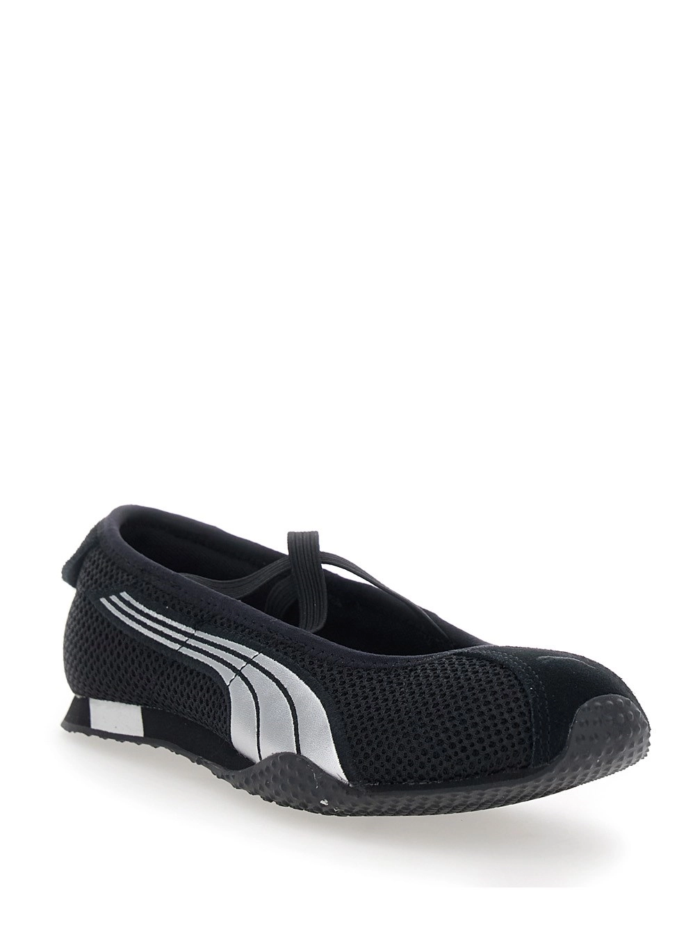 Puma Ballerine 'H Street' con Logo sul Fronte e sul Lato e Inserti in Rete in Tessuto Tecnico Nere Donna, view 2