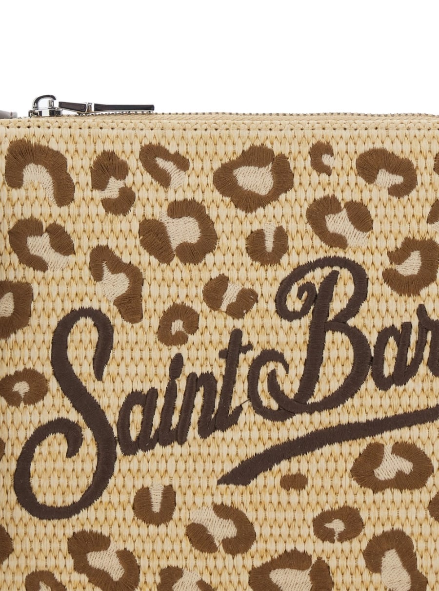 Mc2 saint barth kids Pochette 'Parisienne' con logo sul fronte e motivo animalier in paglia Beige bambina, view 5