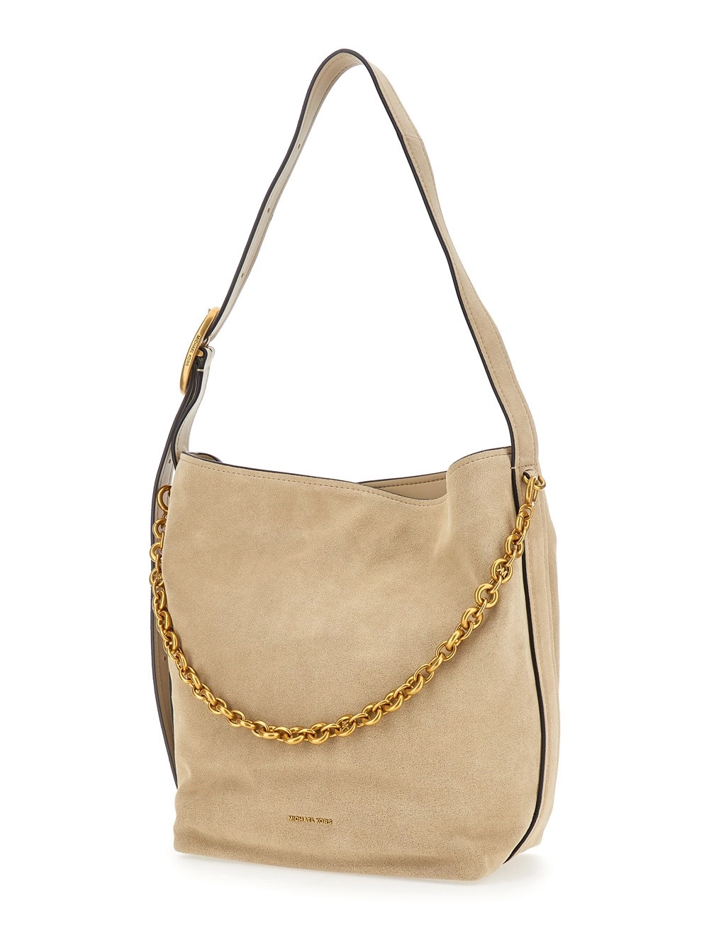 Michael michael kors Borsa a Spalla 'Nolita' con Dettaglio con Catena e Logo Lettering sul Fronte in Pelle Scamosciata Beige Donna, view 2