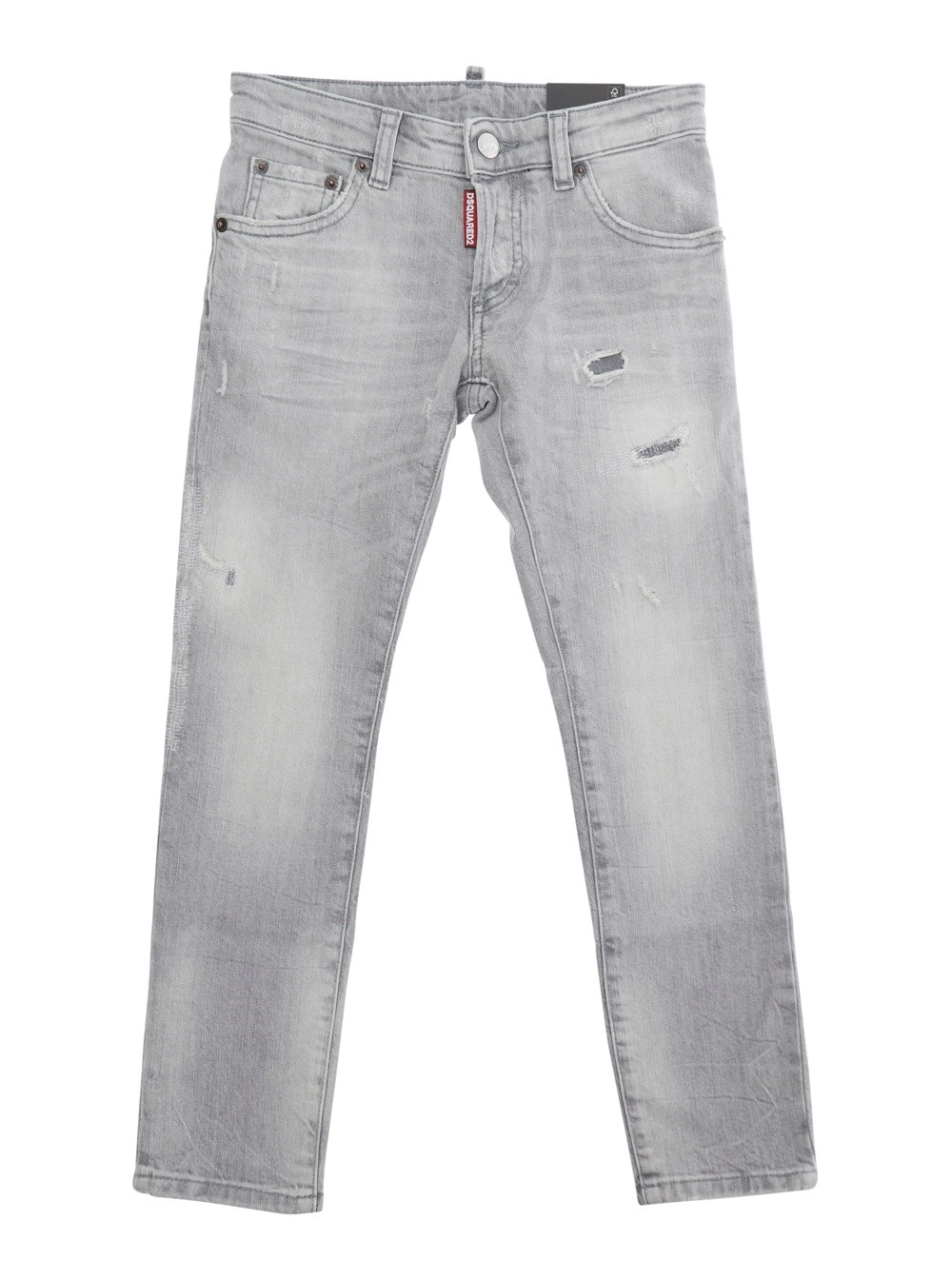 Dsquared2 kids Jeans con design a cinque tasche e patch logo sul retro in denim grigi bambino