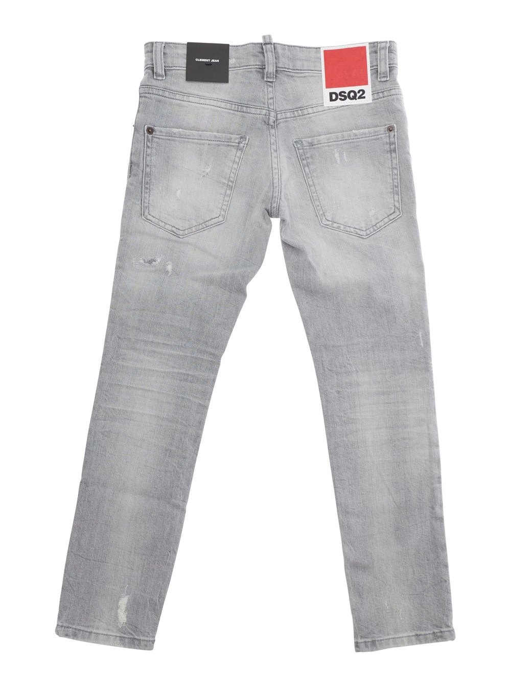 Dsquared2 kids Jeans con design a cinque tasche e patch logo sul retro in denim grigi bambino, view 2
