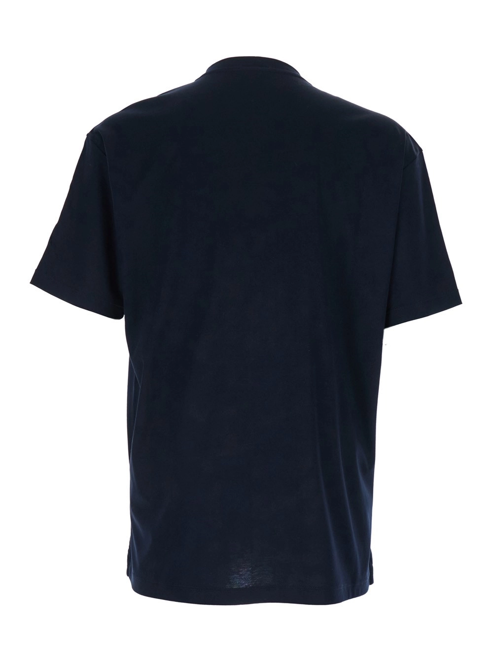 Giorgio Armani T-Shirt con Collo Rialzato e Logo sul Fronte in Cotone Blu Uomo, view 2