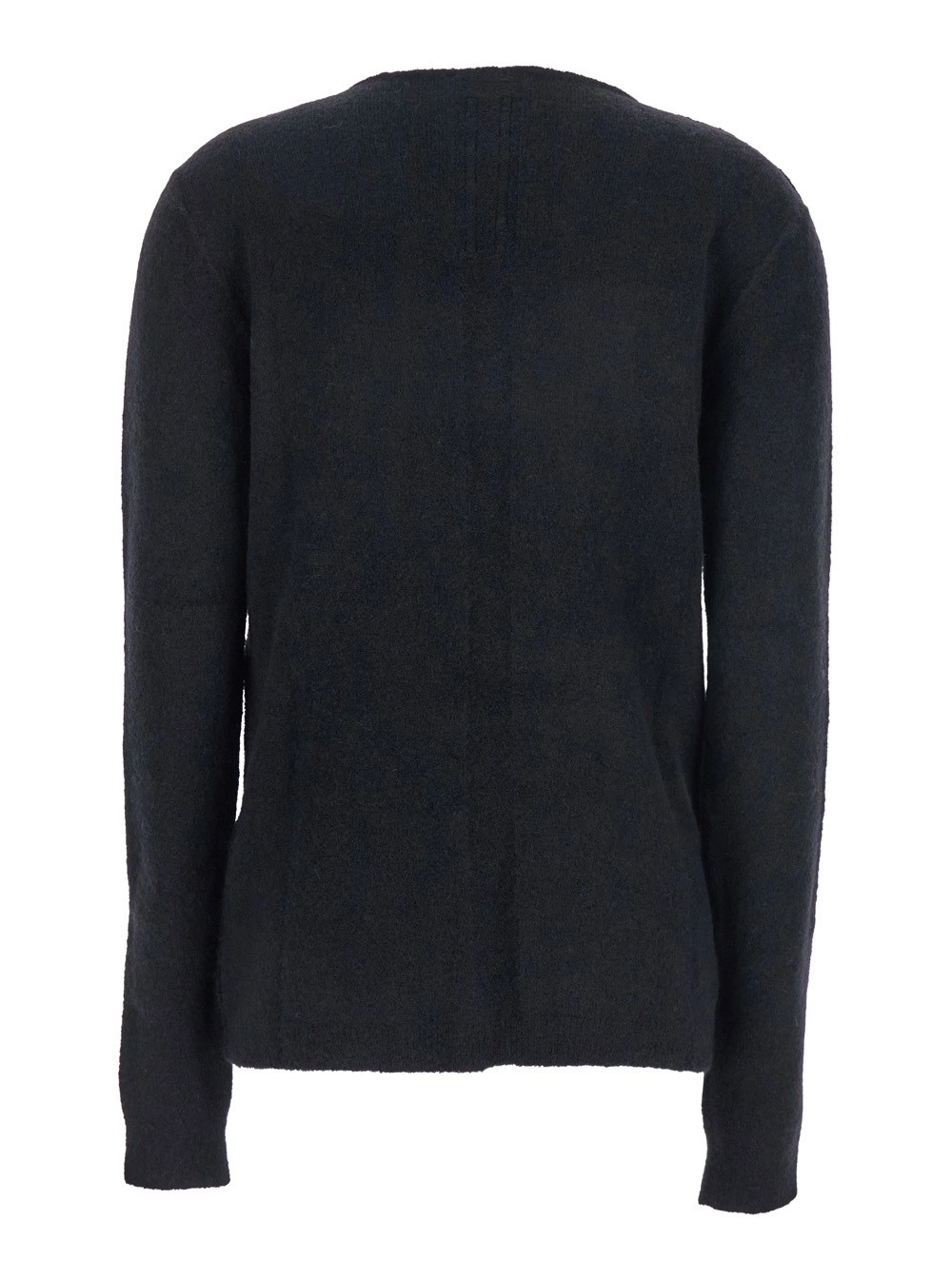 Rick Owens Maglione con Effetto Vissuto e Dettagli Cut Out sul Fronte in Misto Alpaca Nero Donna, view 2