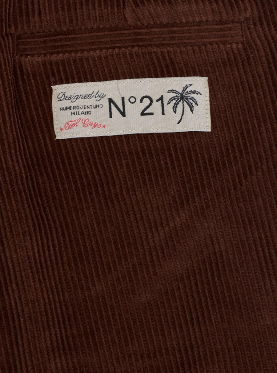 N°21 kids Pantaloni con tasca applicata sul fronte e patch logo sul retro in velluto a coste marroni bambino, view 3