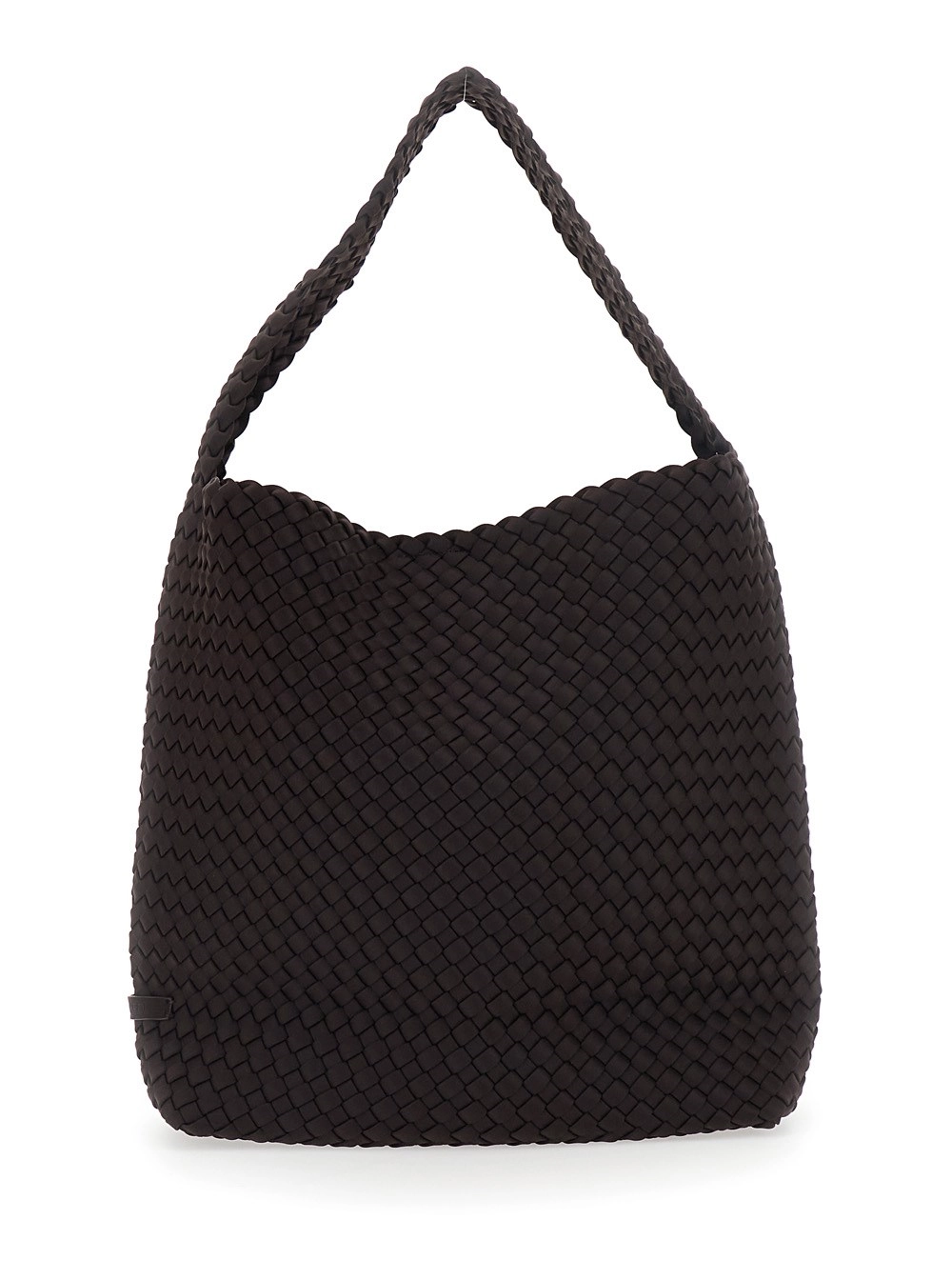 Naghedi Borsa a Spalla 'Nomad' media con motivo intrecciato e patch logo in ecopelle marrone donna