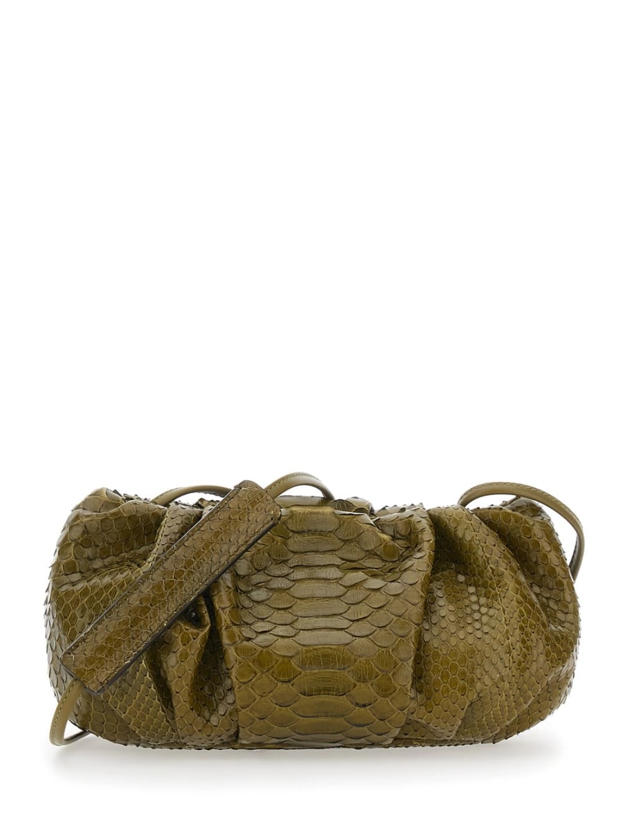 Biagini Clutch 'Pillow' con tracolla e chiusura con calamite in pelle verde donna