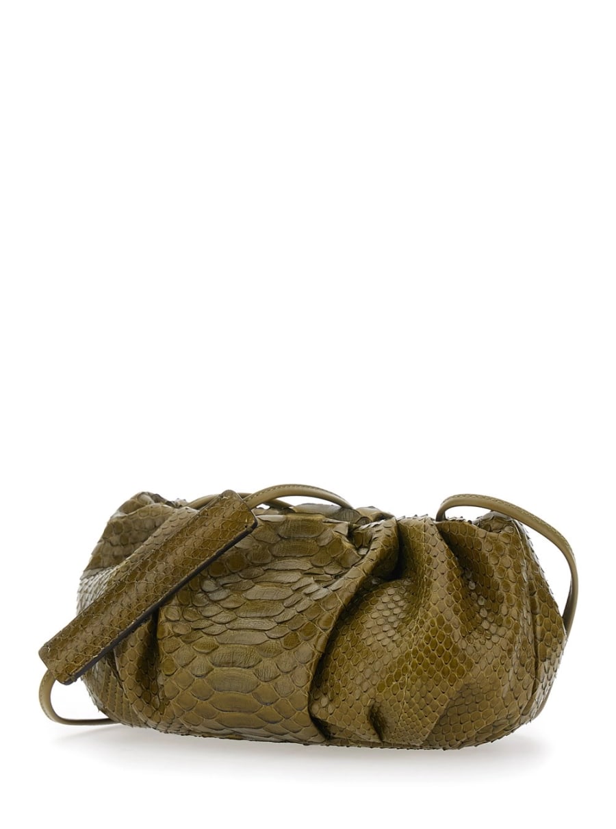 Biagini Clutch 'Pillow' con tracolla e chiusura con calamite in pelle verde donna, view 2