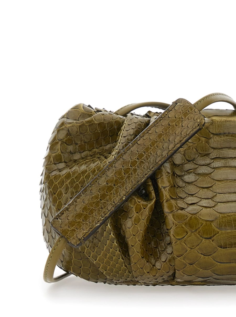 Biagini Clutch 'Pillow' con tracolla e chiusura con calamite in pelle verde donna, view 5