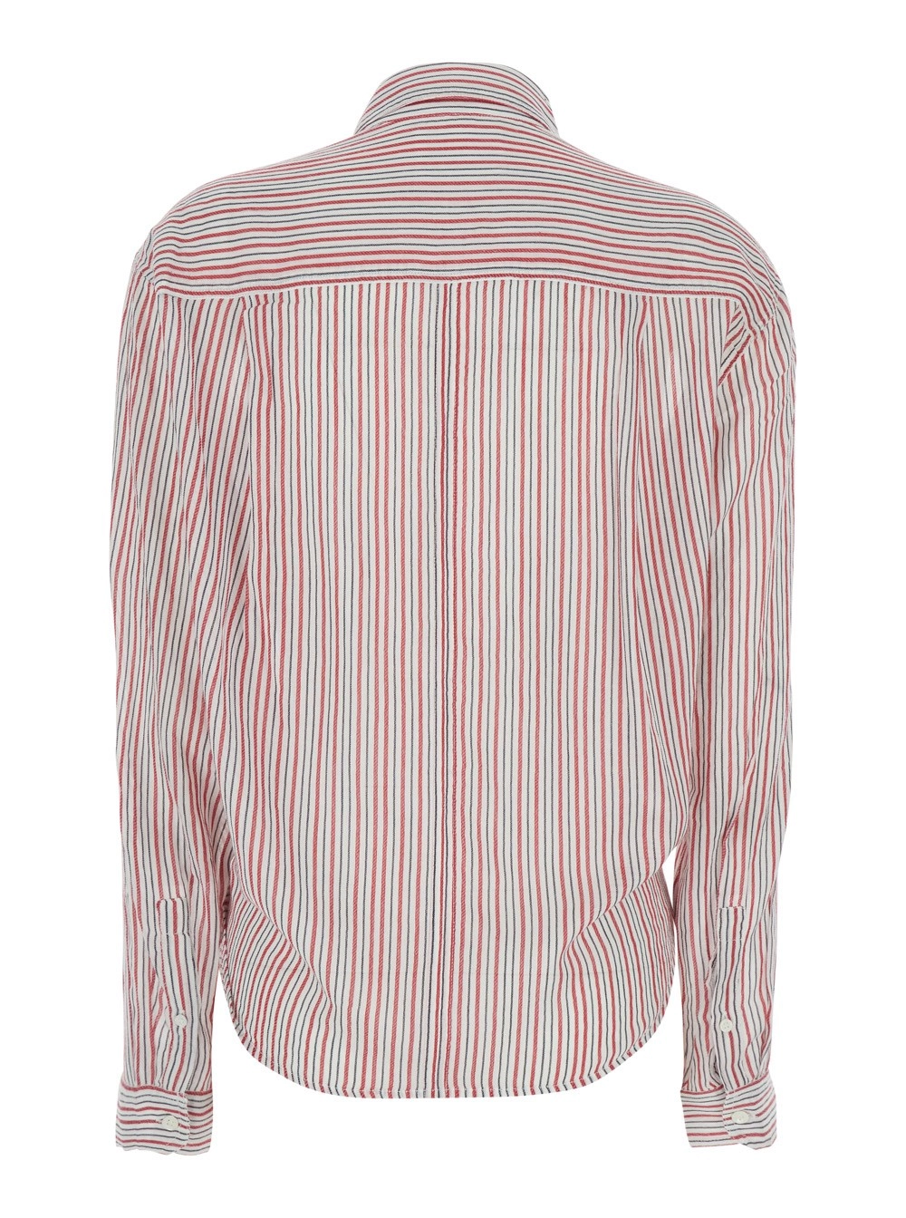 Marant etoile Camicia 'Nath' con Fiocco sul Fronte e Motivo a Righe All-Over in Cotone Rossa Donna, view 2