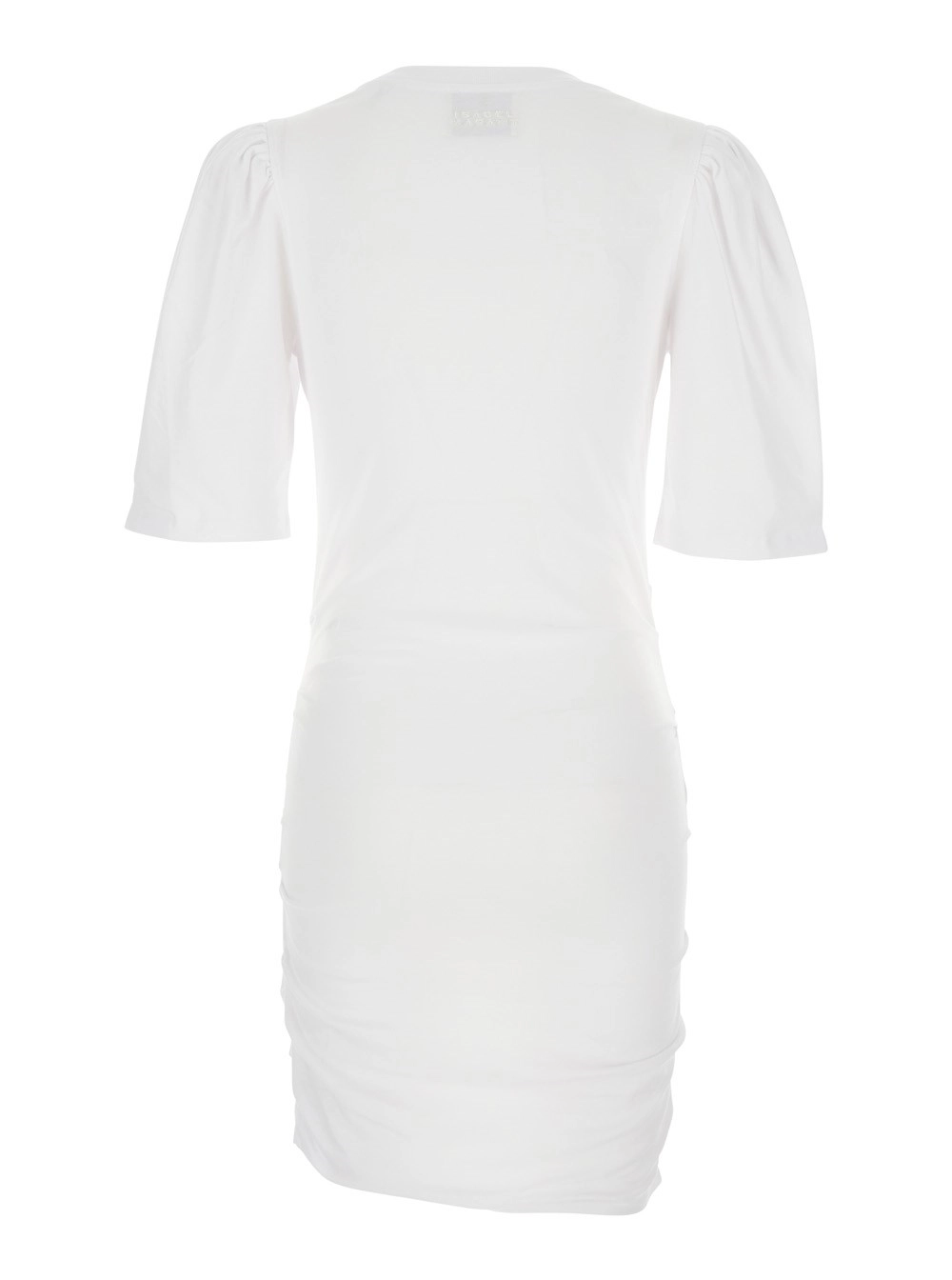 Isabel Marant Abito 'Mylda' Girocollo con Dettagli Plissettati in Cotone Bianco Donna, view 2