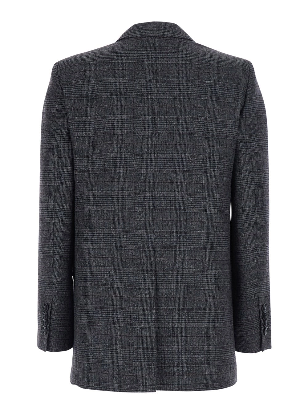 Leplain GIacca doppiopetto con revers a lancia e motivo check all-over in misto lana grigia donna, view 2