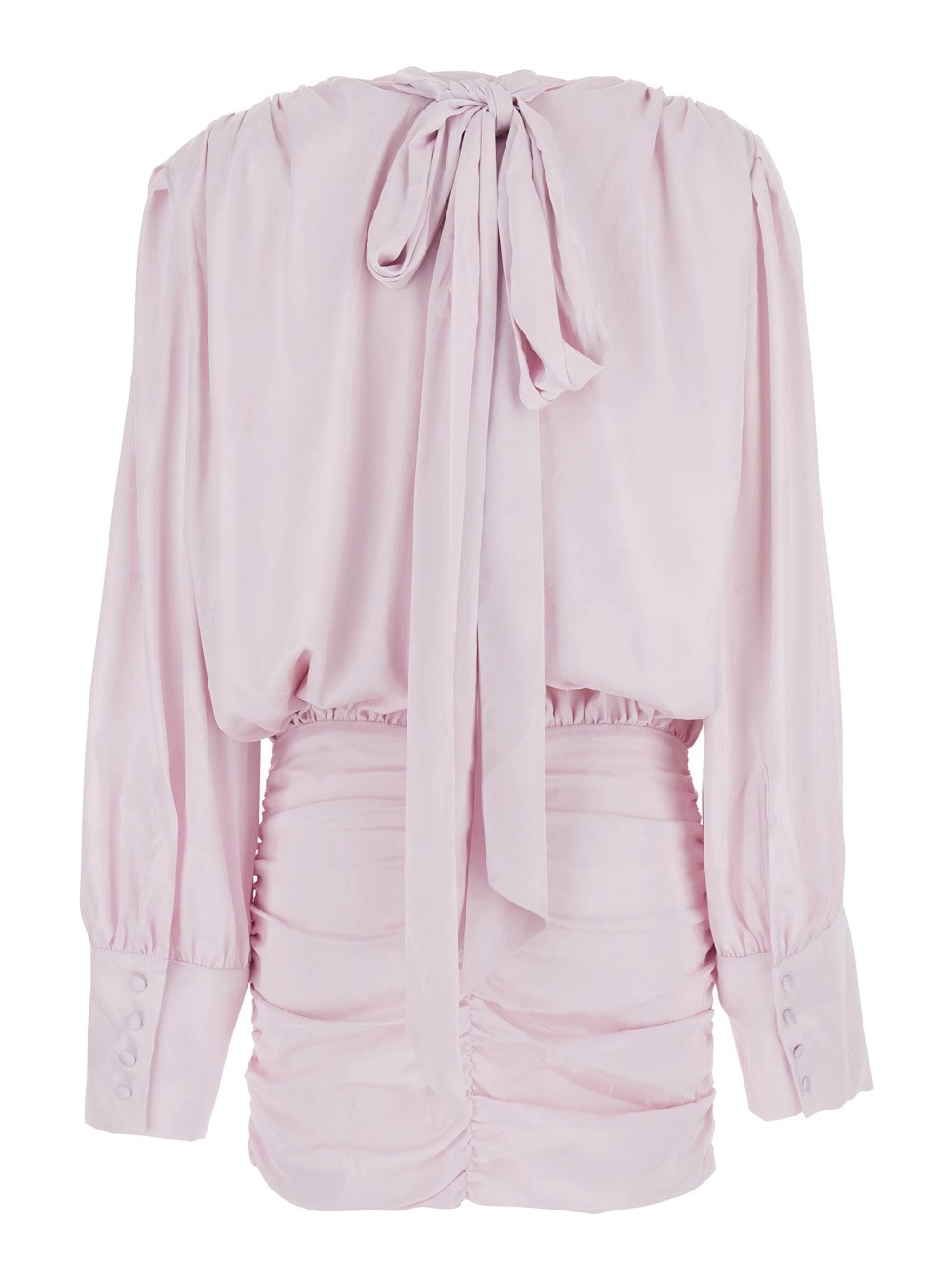 Rotate Abito con Profondo Scollo a V e Design con Drappeggi in Seta Rosa Donna, view 2