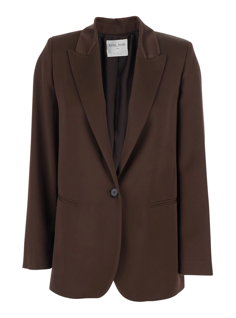 Forte_Forte Giacca con Revers a Lancia e Spacco sul Retro in Misto Viscosa Marrone donna