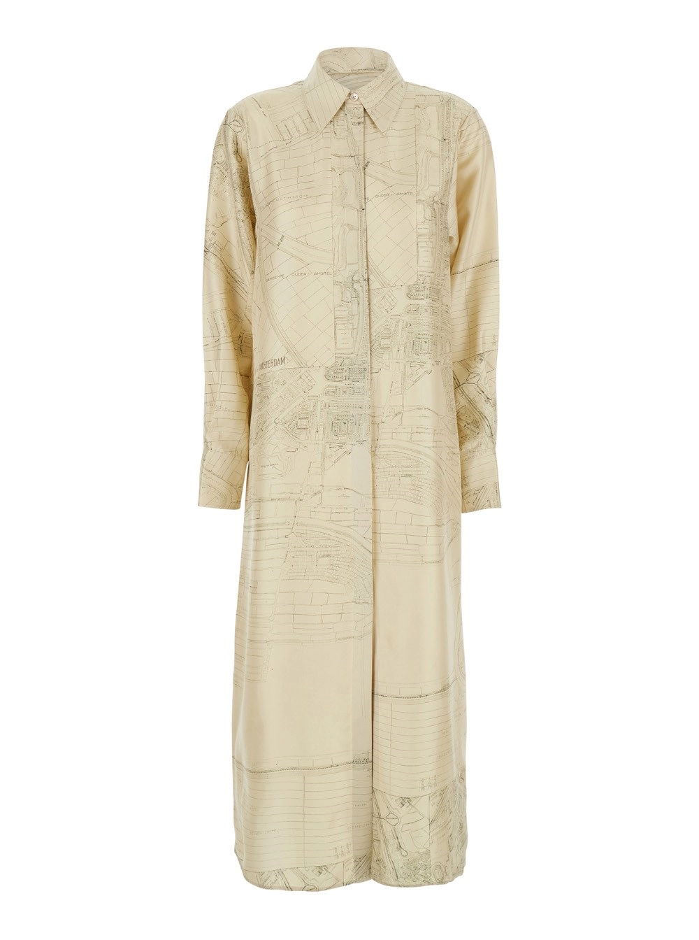 Rohe Abito con Cut-Out sul Retro e Stampa All-Over in Seta Bianco Donna