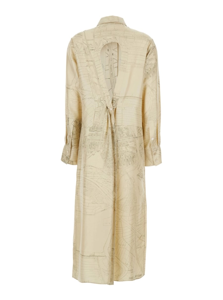 Rohe Abito con Cut-Out sul Retro e Stampa All-Over in Seta Bianco Donna, view 2