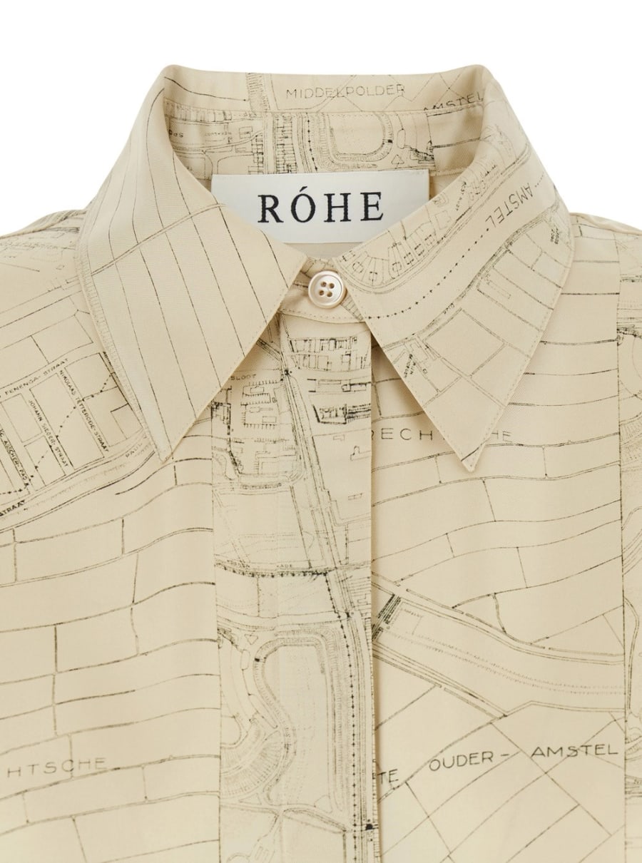 Rohe Abito con Cut-Out sul Retro e Stampa All-Over in Seta Bianco Donna, view 3