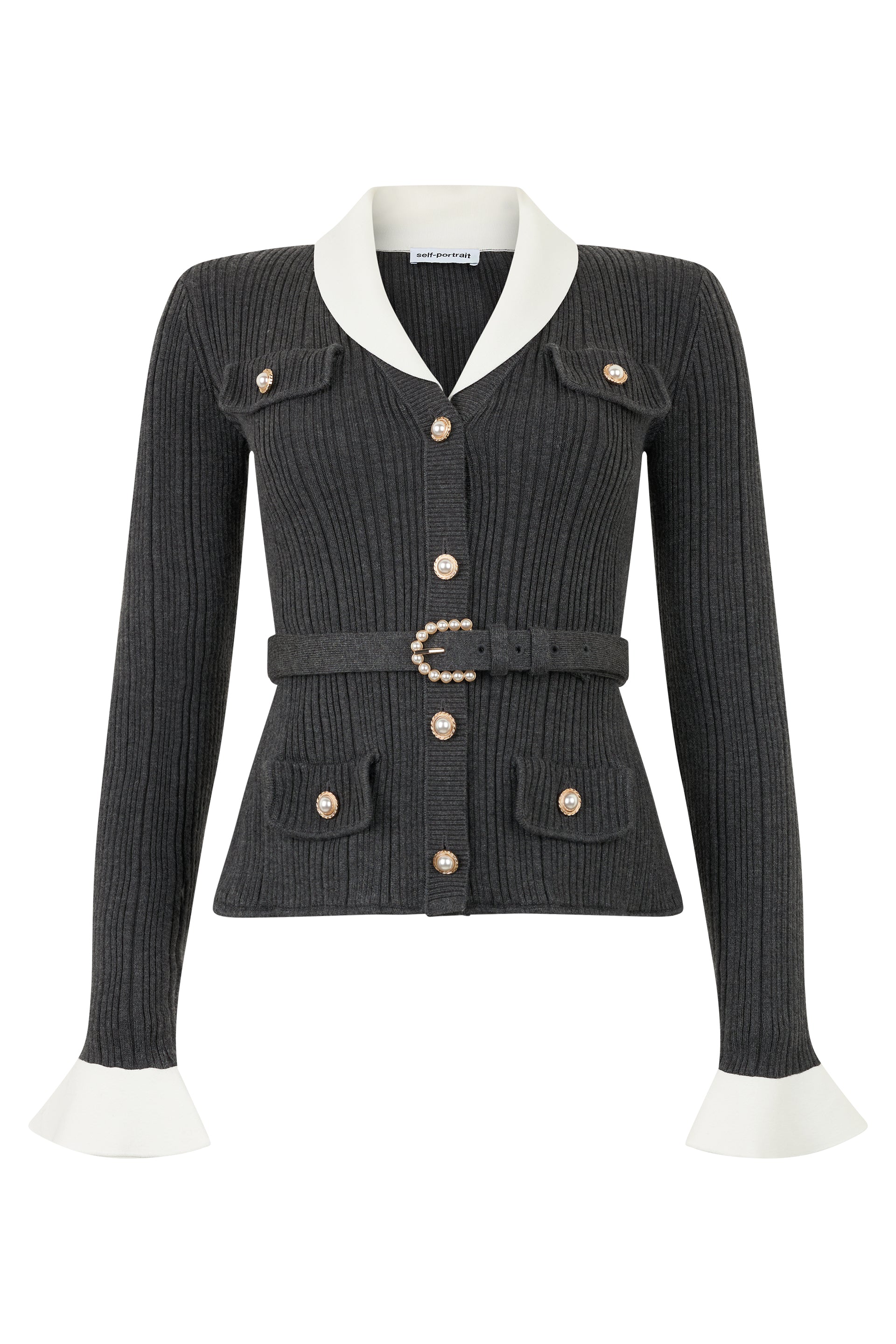 self-portrait Cardigan in maglia a coste