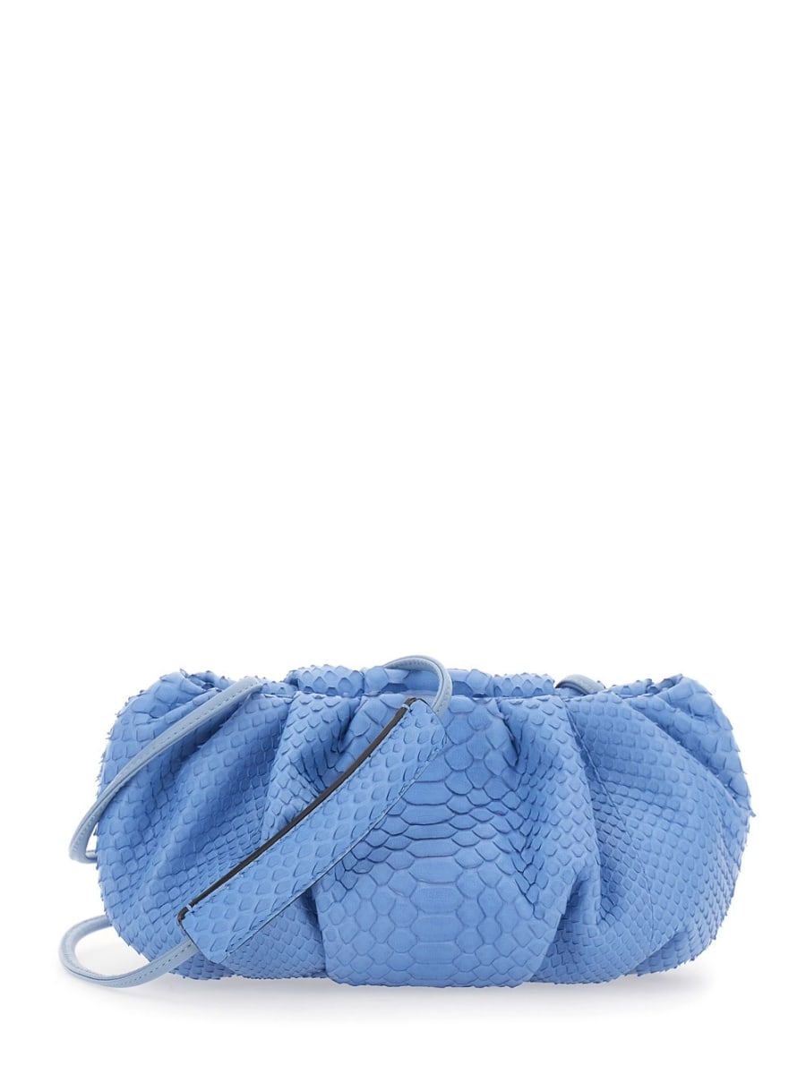 Biagini Clutch 'Pillow' con tracolla e chiusura con calamite in pelle blu donna