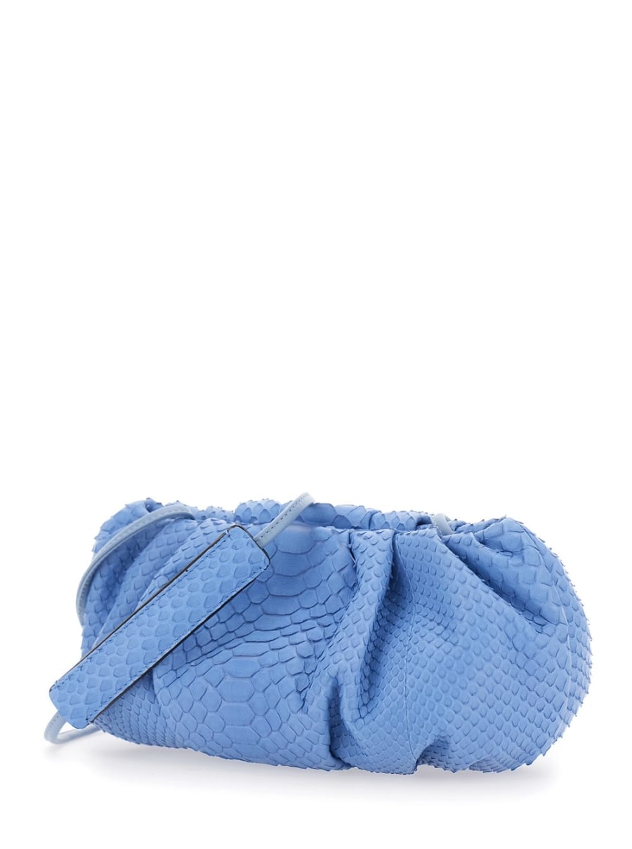 Biagini Clutch 'Pillow' con tracolla e chiusura con calamite in pelle blu donna, view 2
