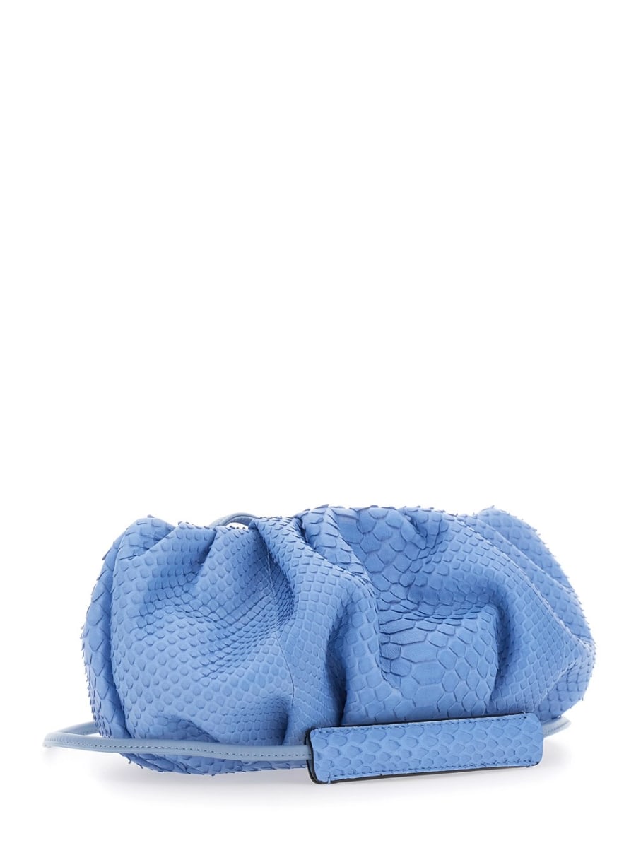 Biagini Clutch 'Pillow' con tracolla e chiusura con calamite in pelle blu donna, view 3