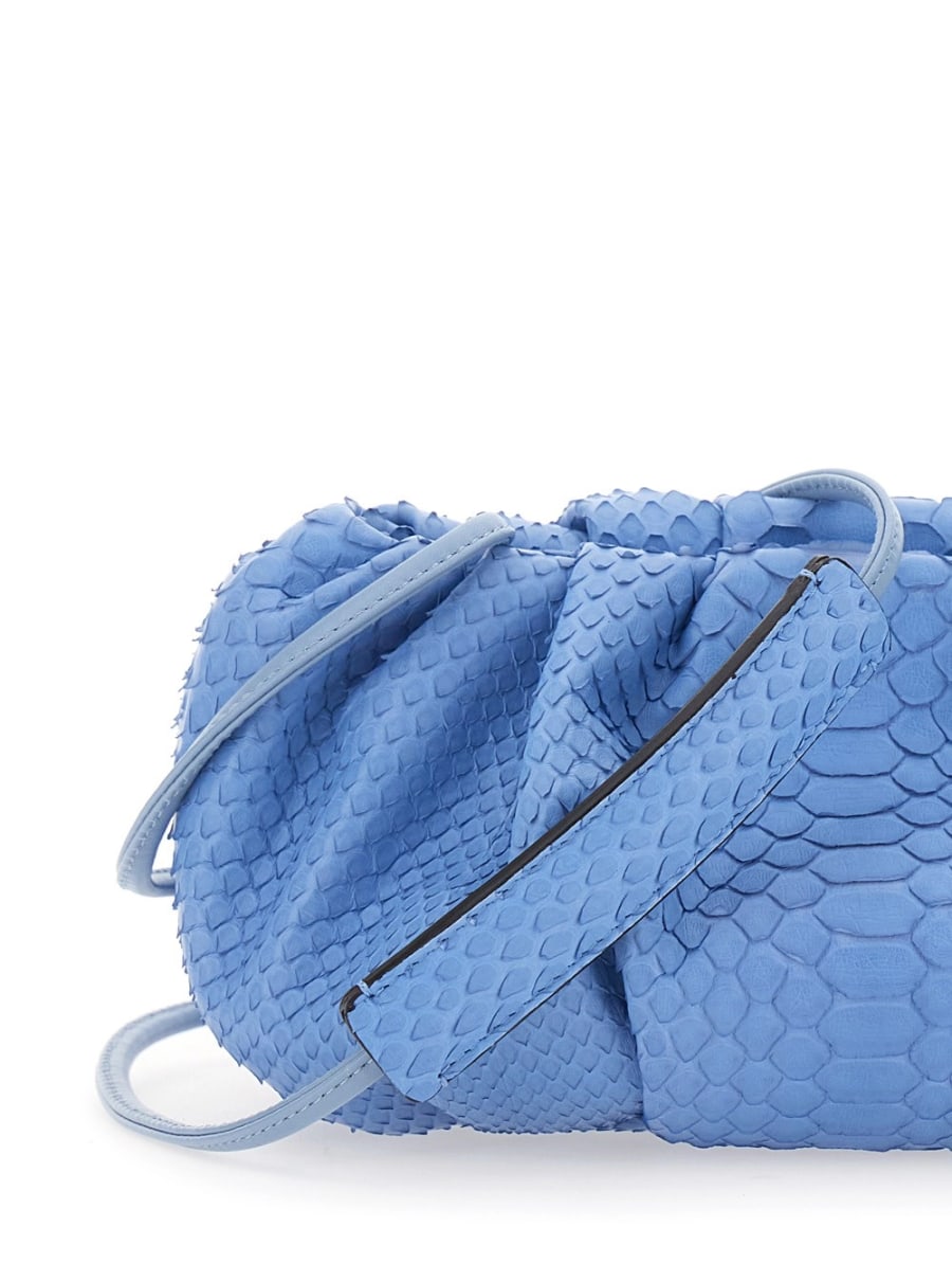 Biagini Clutch 'Pillow' con tracolla e chiusura con calamite in pelle blu donna, view 5