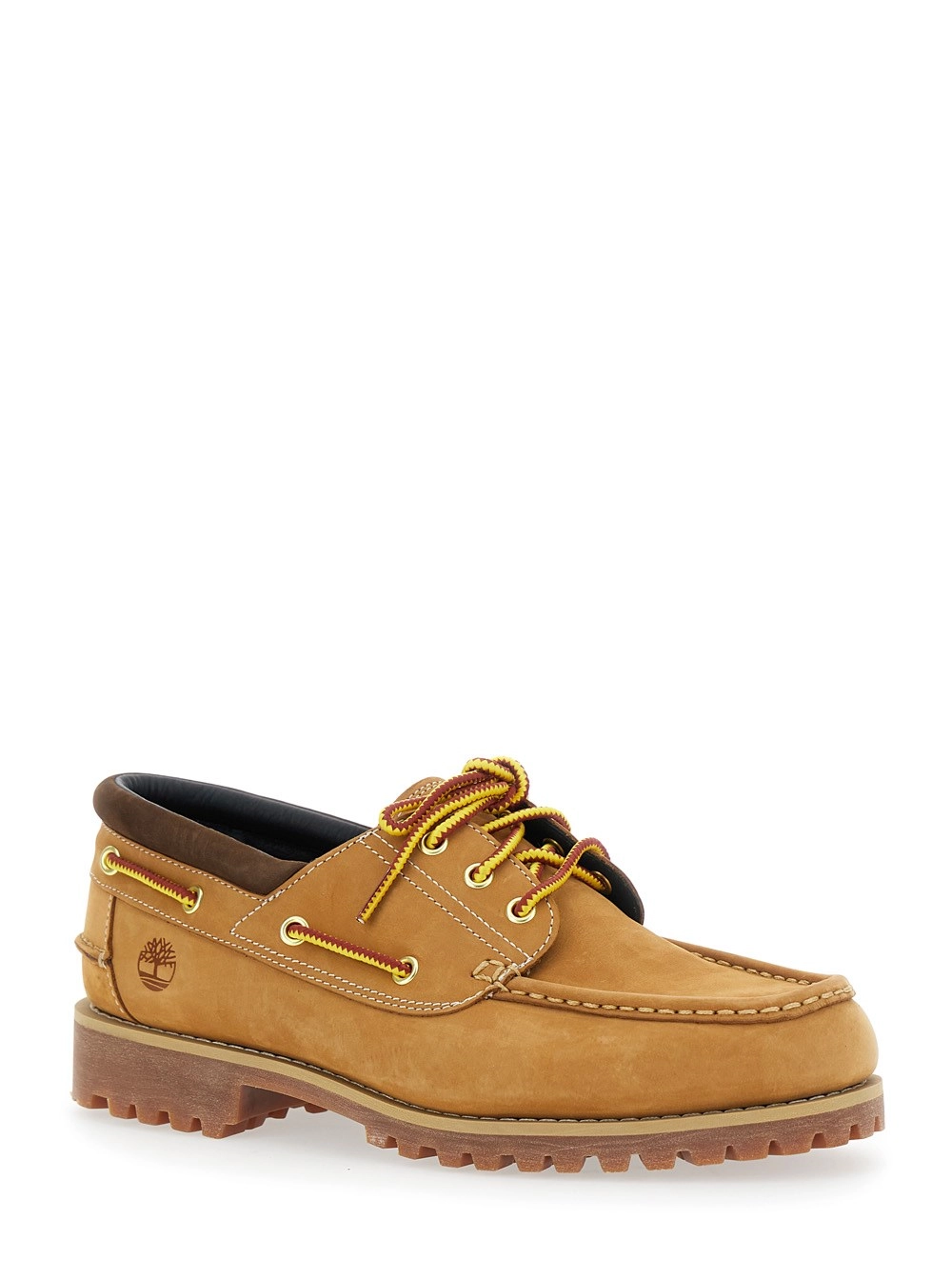 Timberland Mocassini Beige con Cuciture a Contrasto in Pelle Uomo, view 2