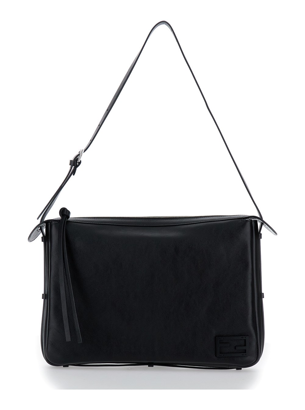 Fendi Borsa a Spalla 'Simply Fendi Large' con Dettaglio FF in Pelle Nera Donna