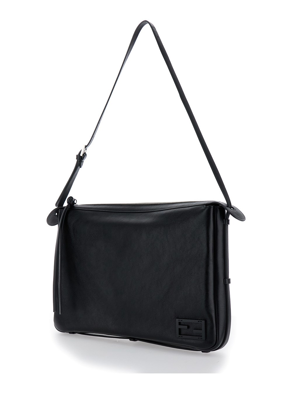 Fendi Borsa a Spalla 'Simply Fendi Large' con Dettaglio FF in Pelle Nera Donna, view 2