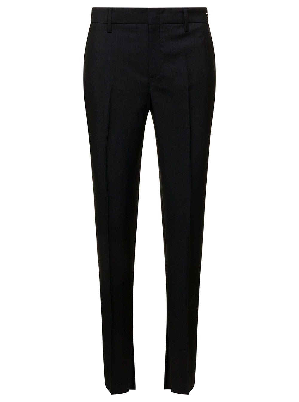 Gucci Pantaloni Slim con Dettaglio Morsetto in Mohair e Lana Nera Donna