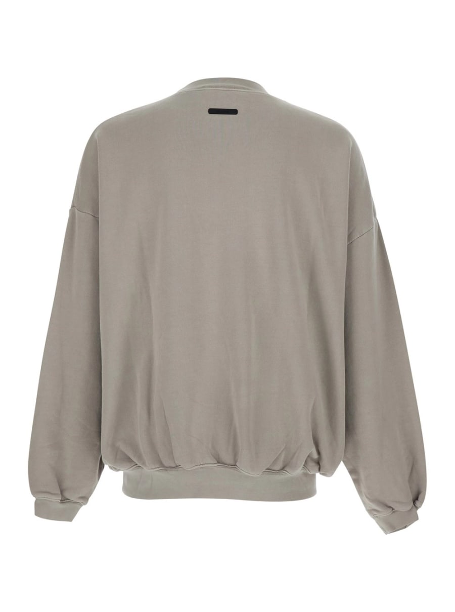 Fear of God Felpa Girocollo con Spalle Scese e Maxi Stampa Logo sul Fronte in Cotone Grigia Uomo, view 2