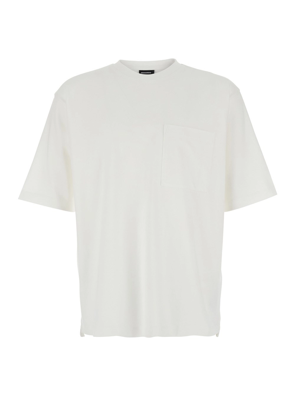 Dsquared2 T-Shirt Girocollo con Maxi Logo Lettering sul Retro in Cotone Bianca Uomo