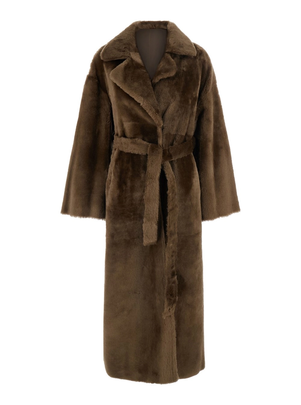 Arma Cappotto 'RIEN' con Collo a revers e design reversibile in Pelle e pelliccia Marrone Donna