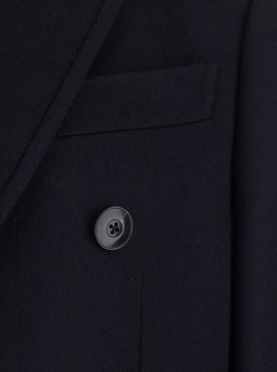 Emporio Armani Cappotto doppiopetto con revers a lancia in lana e cashmere blu uomo, view 3