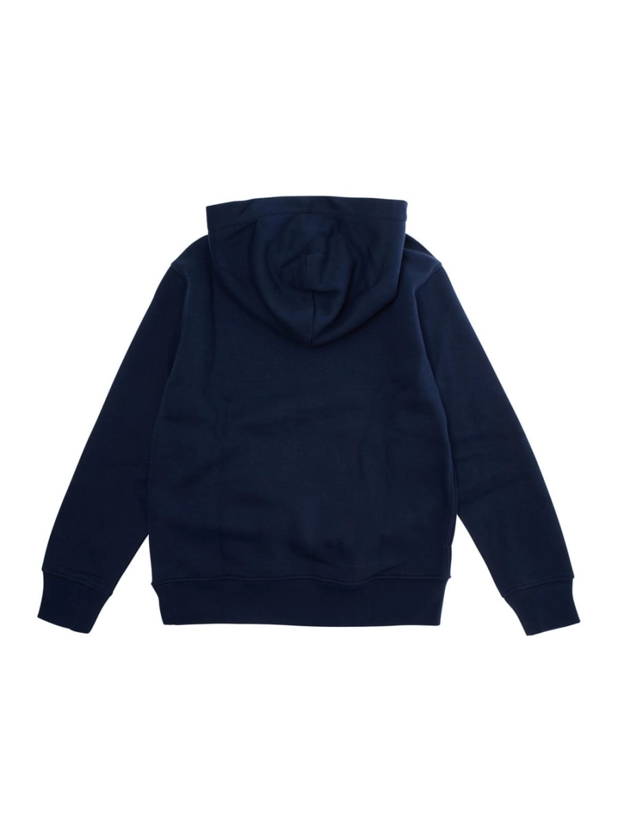 Polo ralph lauren kids Felpa con Cappuccio Fisso e Stampa Polo Bear sul Fronte in Misto Cotone Blu Bambino, view 2