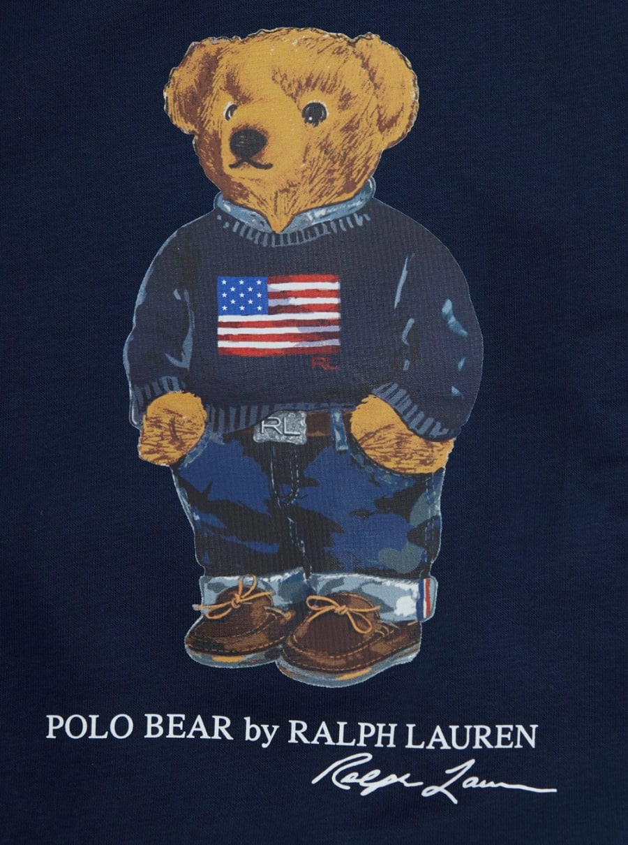 Polo ralph lauren kids Felpa con Cappuccio Fisso e Stampa Polo Bear sul Fronte in Misto Cotone Blu Bambino, view 3