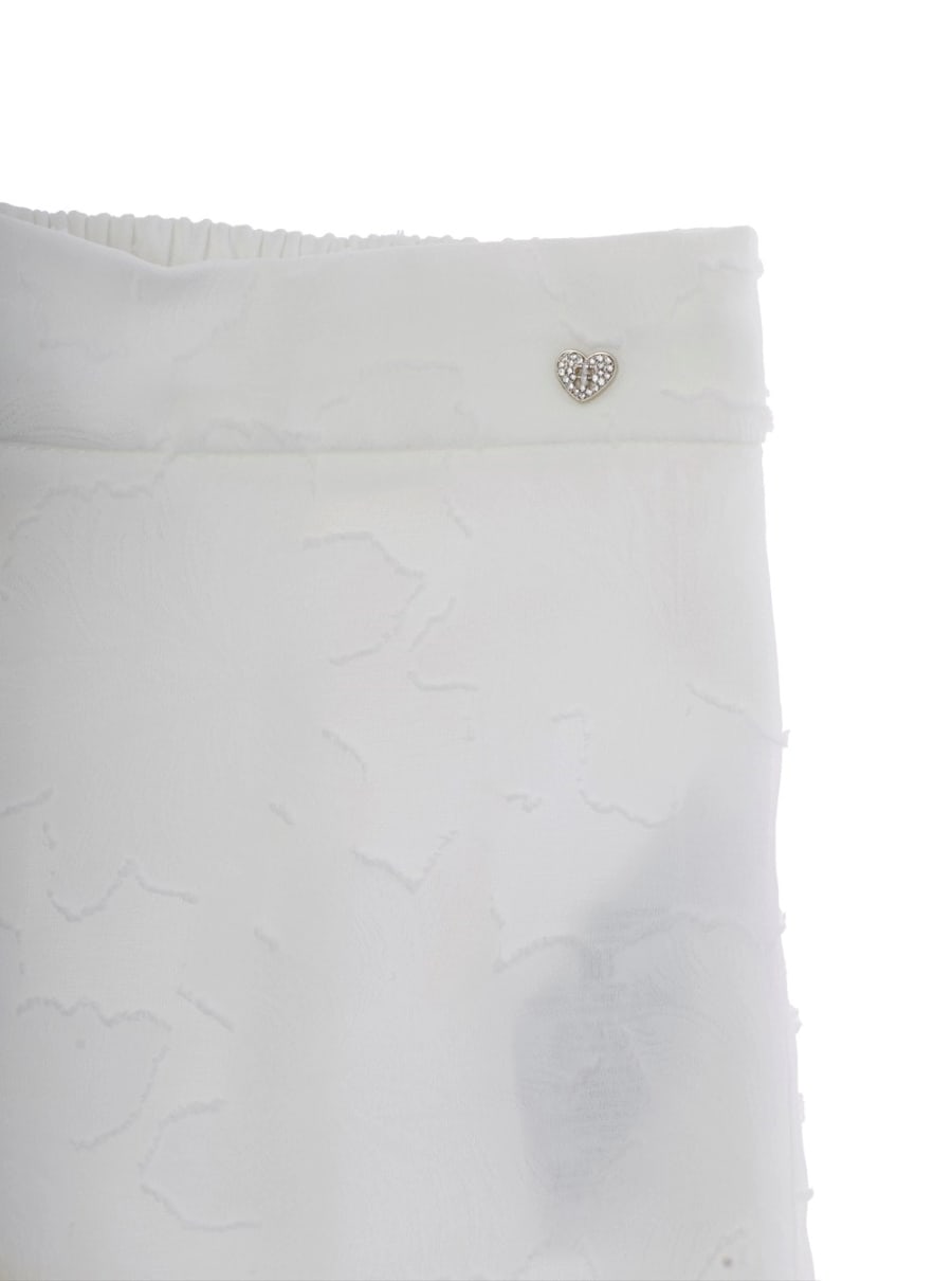 Monnalisa kids Pantaloni Bianchi con Vita Elasticizzata e Dettaglio Cuore Metallico in Fil Coupé Bambina, view 3