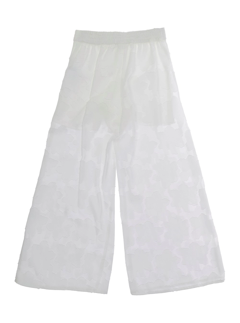 Monnalisa kids Pantaloni Bianchi con Vita Elasticizzata e Dettaglio Cuore Metallico in Fil Coupé Bambina, view 2
