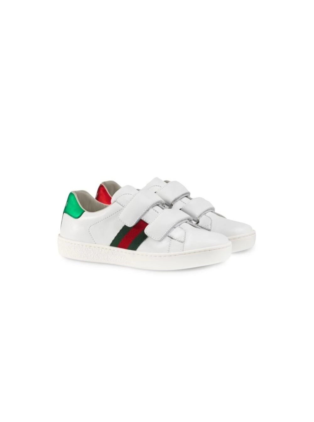 Gucci kids Sneaker 'Ace' con nastro Web laterale in pelle Bianche bambino, view 2