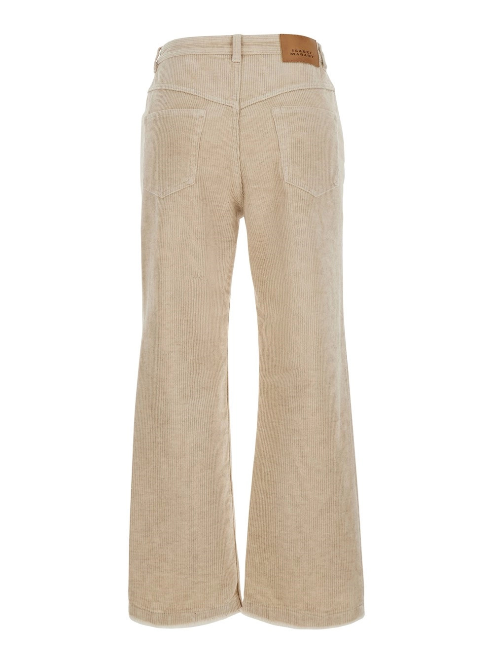 Marant etoile Pantaloni 'Ruthie' con Patch Logo sul Retro in Velluto a Coste Bianchi Donna, view 2