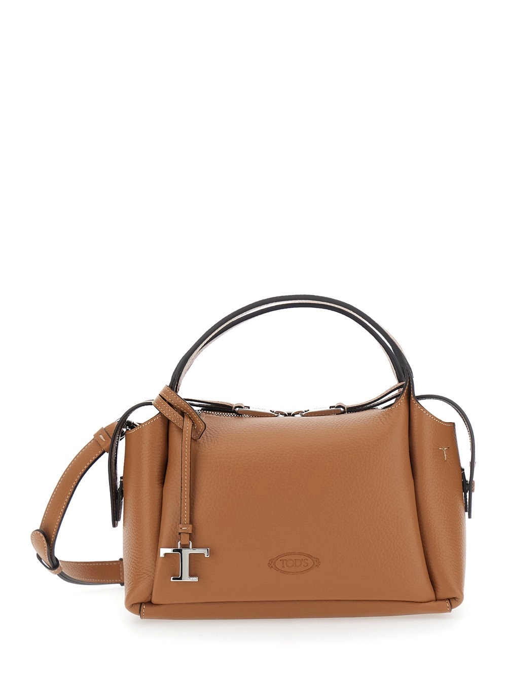 Tod's Borsa a Spalla con Placca T sul Fronte e Tracolla Regolabile e Removibile in Pelle marrone Donna