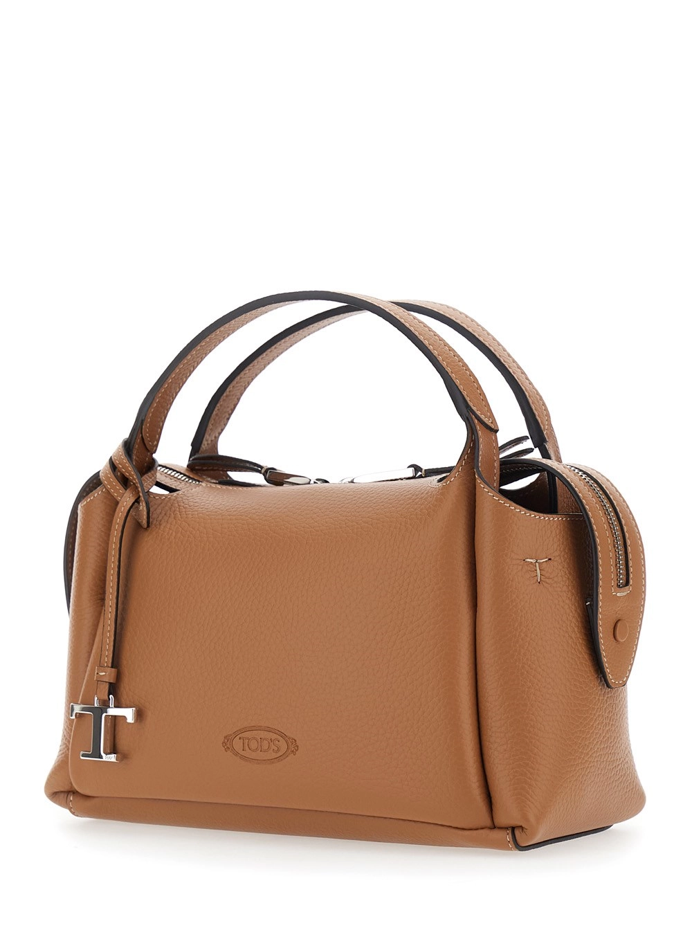 Tod's Borsa a Spalla con Placca T sul Fronte e Tracolla Regolabile e Removibile in Pelle marrone Donna, view 2