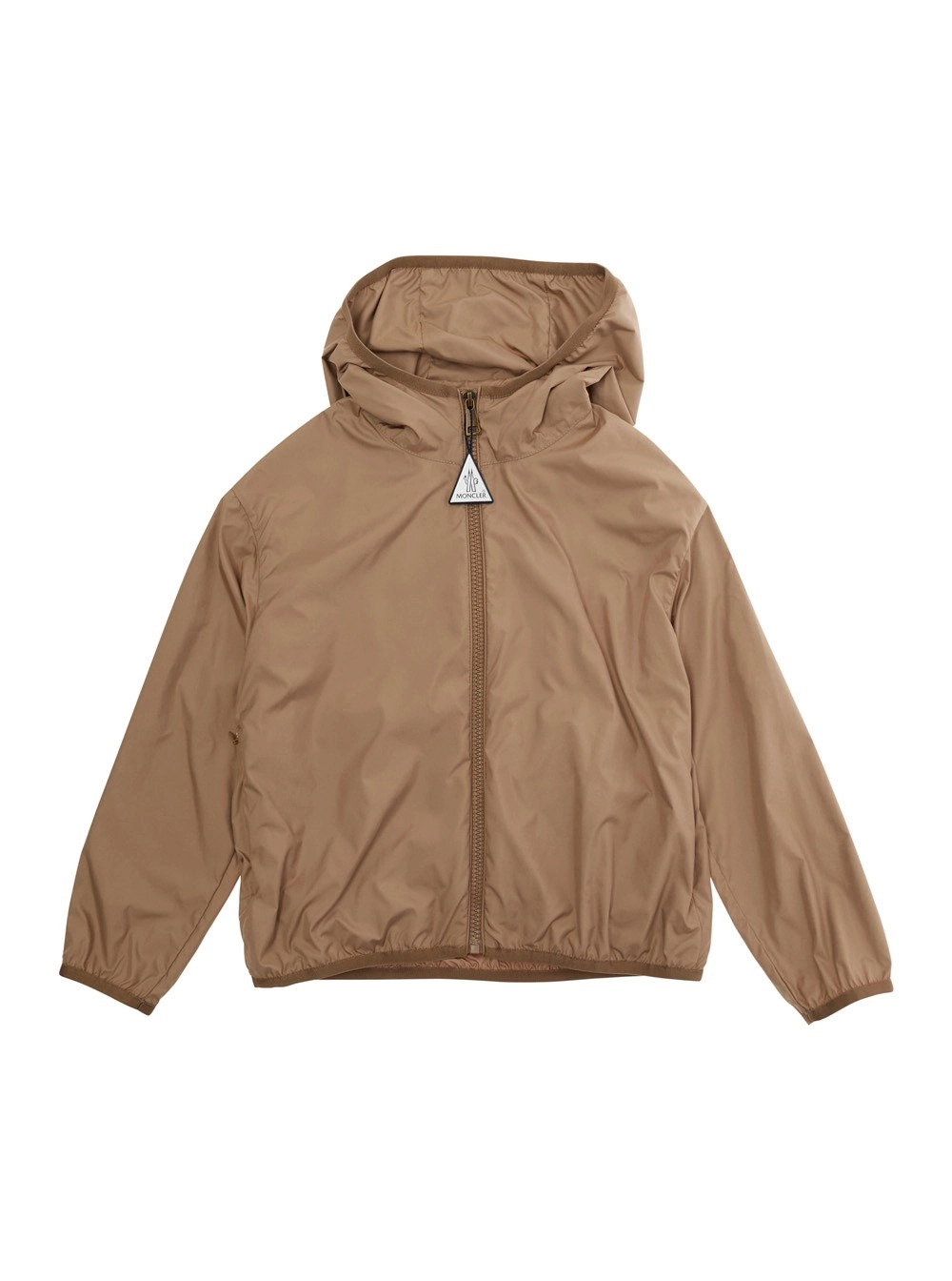 Moncler kids Giubbotto 'FEGEO' Beige con Chiusura Frontale in Tessuto Tecnico Bambino