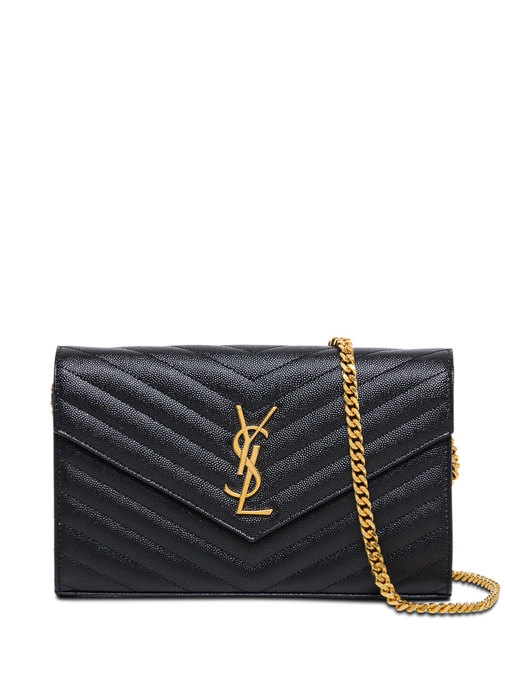 Saint Laurent Borsa a Tracolla Cassandra in Pelle Nera Chevron Saint Laurent Donna