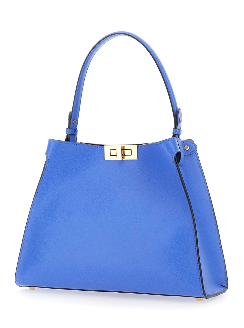 Fendi Borsa a Mano 'Fendi Way' con Manico Removibile e Chiusura a Girello in Pelle Blu Donna, view 2