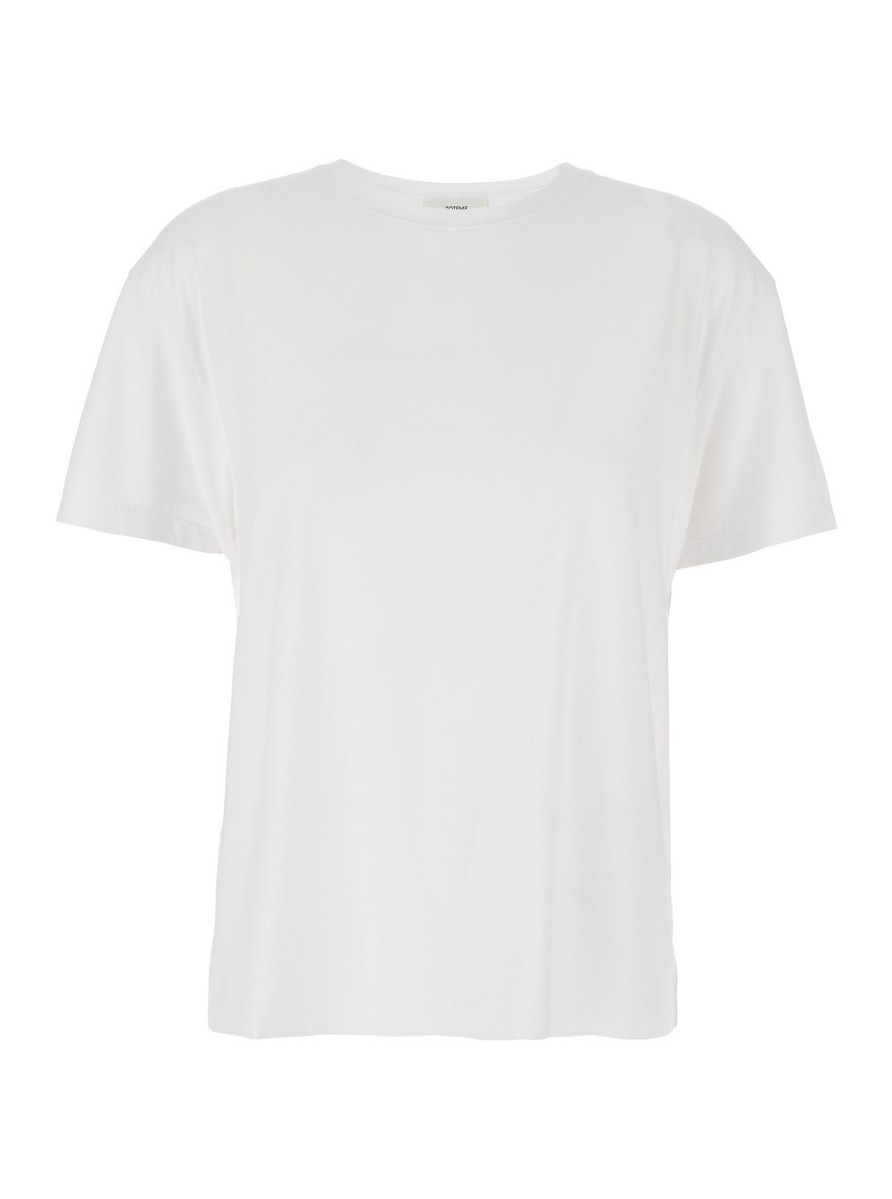 Toteme T-Shirt 'Classic' Girocollo in Misto Cotone Bianca Donna
