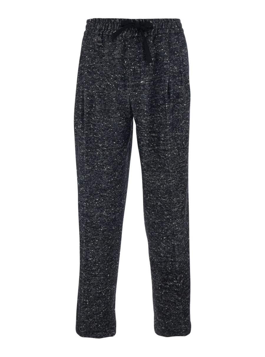 Dolce & Gabbana Pantaloni con Vita Elasticizzata con Coulisse in Misto Lana Grigi Scuri Uomo
