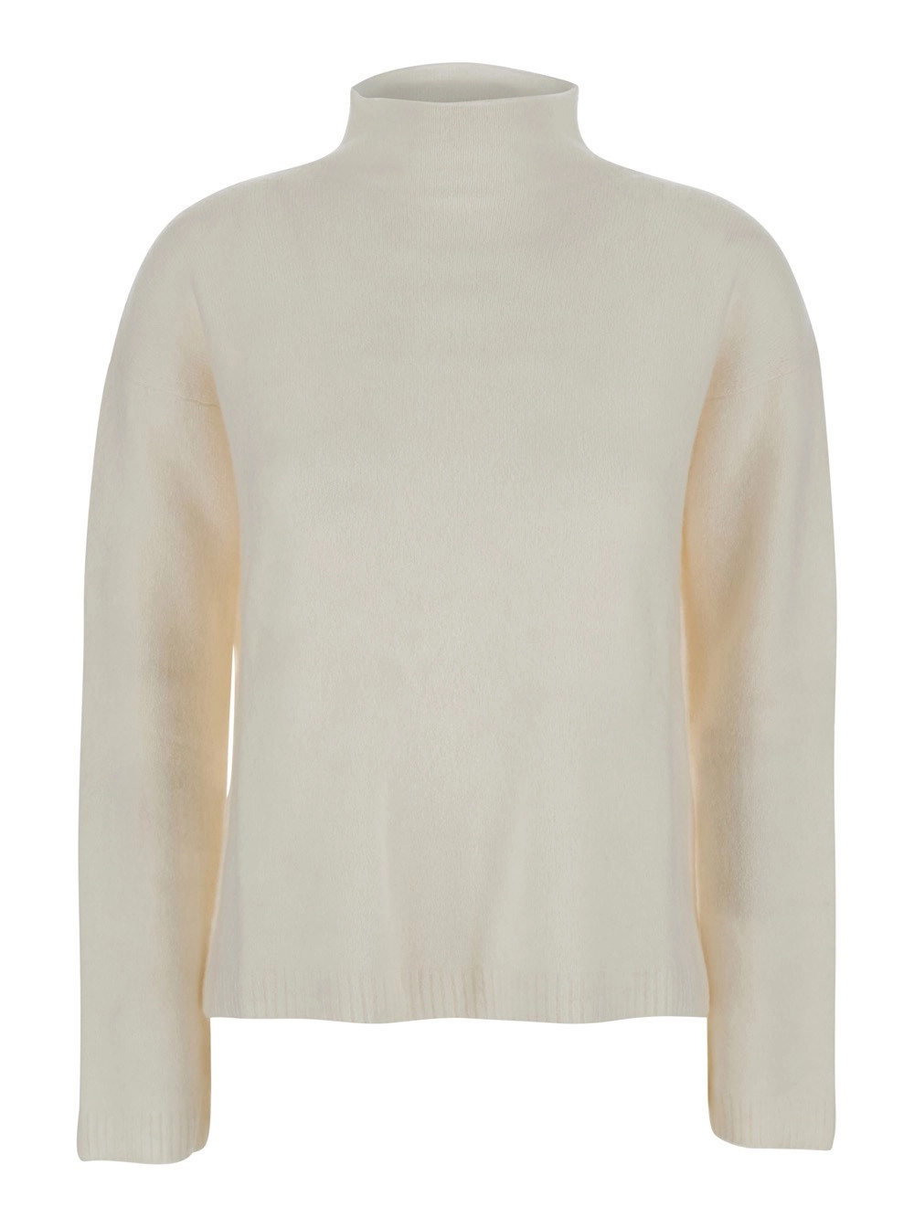 Max Mara Pure Maglione 'Orlaya' a Collo Alto con Spalle Scese in Misto Cashmere Bianco Donna